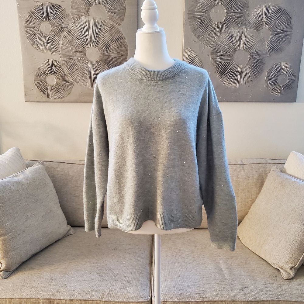 ✨H&M✨ Embellished Boxy Pullover Sweater - [Medium, Grey]